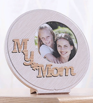 Round wooden photo frame